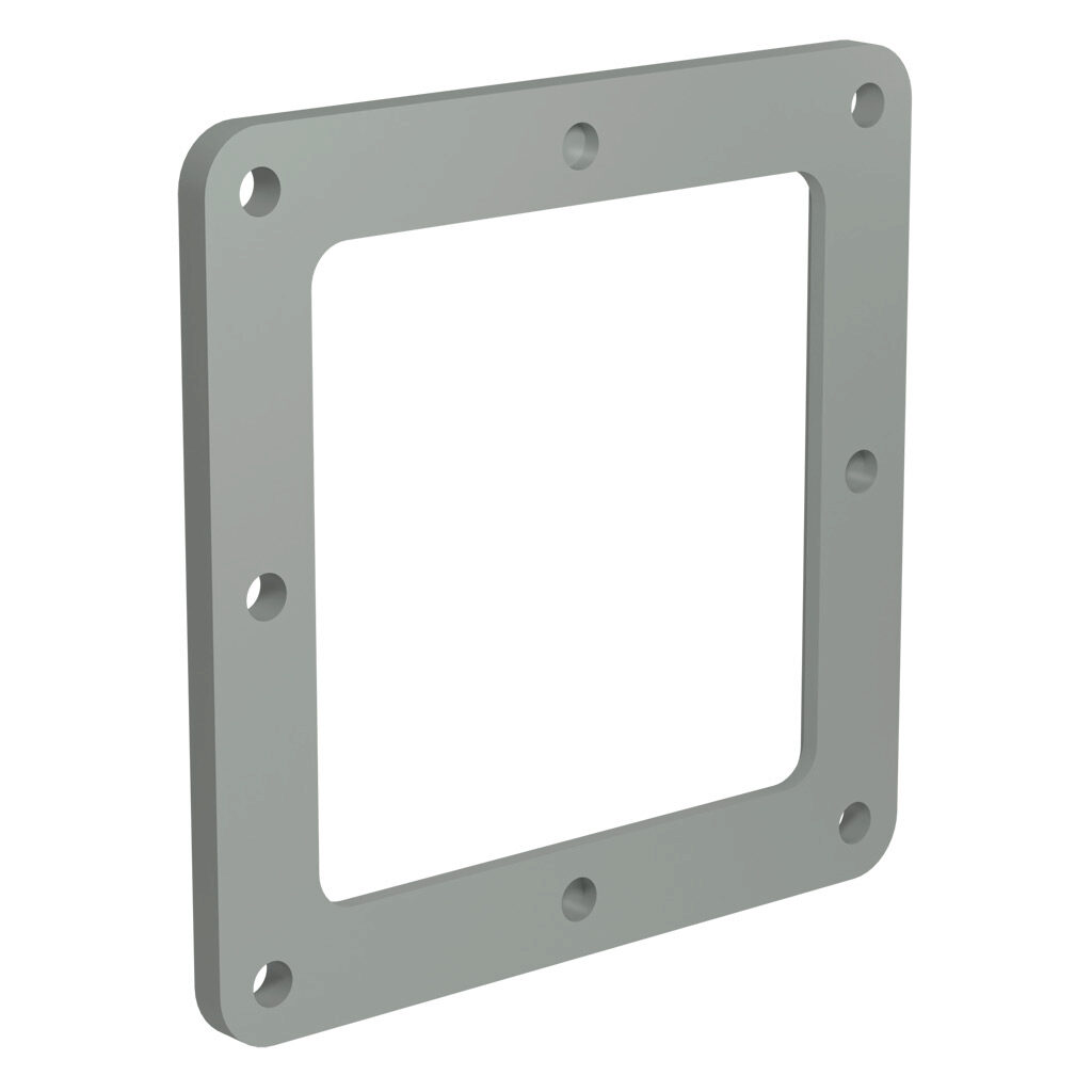 1487CK - Hammond 1487 series pull-through wireway fitting, box connector, 4 x 4in, carbon steel, ANSI 61 gray, powder coat finish, NEMA 12. For use with 1487 series wireway.