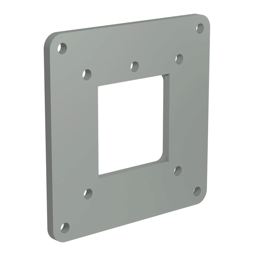 1487CRC - Hammond 1487 series pull-through wireway fitting, center hole reducer, 4 x 4in to 2.5 x 2.5in, carbon steel, ANSI 61 gray, powder coat finish, NEMA 12. For use with 1487 series wireway.
