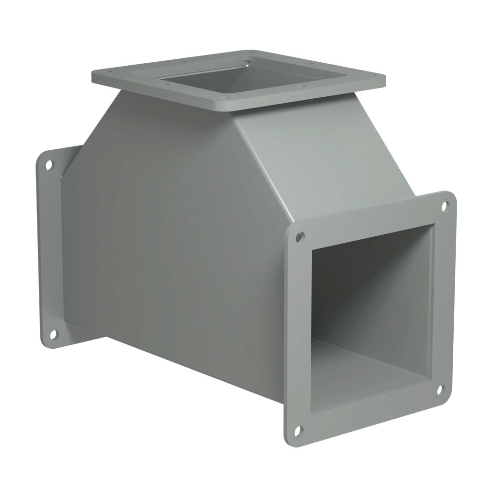 1487CT - Hammond 1487 series pull-through wireway fitting, tee, 4 x 4in, carbon steel, ANSI 61 gray, powder coat finish, NEMA 12. For use with 1487 series wireway.
