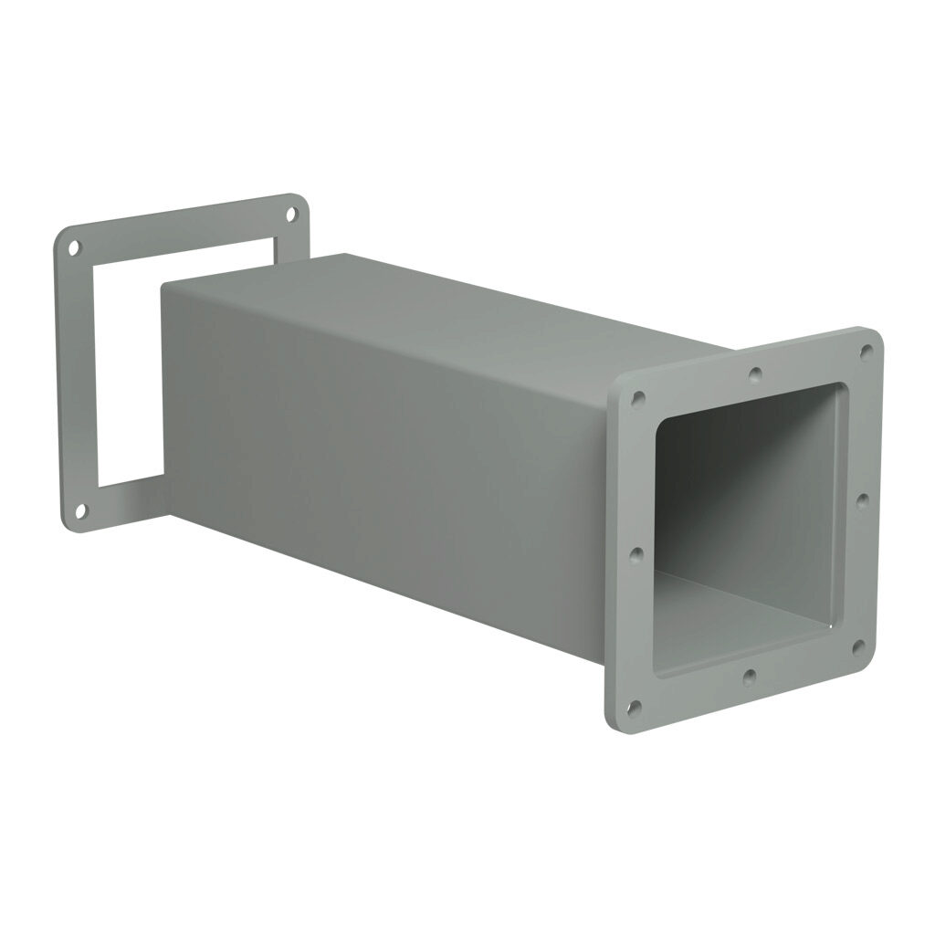 1487CW - Hammond 1487 series pull-through wireway fitting, cut-off fitting, 4 x 4in, carbon steel, ANSI 61 gray, powder coat finish, NEMA 12. For use with 1487 series wireway.