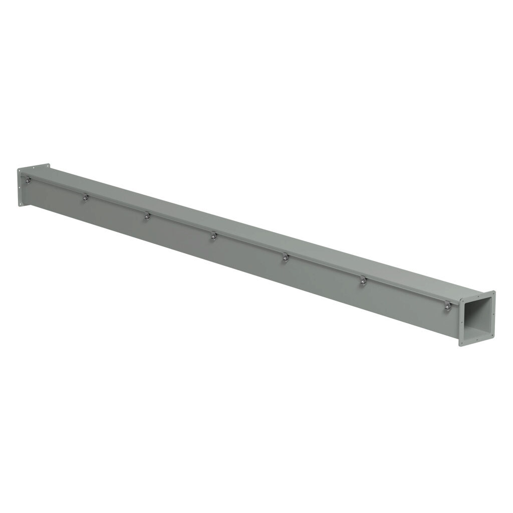 1487D120 - Hammond 1487 series pull-through wireway, 6 x 6 x 120in, carbon steel, ANSI 61 gray, powder coat finish, hinged cover, screw clamps, NEMA 12.