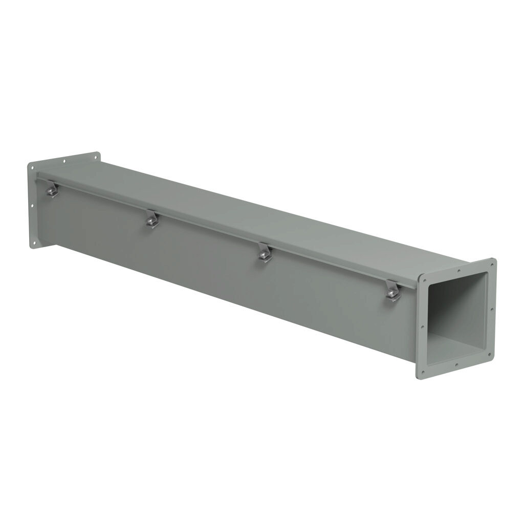 1487D48 - Hammond 1487 series pull-through wireway, 6 x 6 x 48in, carbon steel, ANSI 61 gray, powder coat finish, hinged cover, screw clamps, NEMA 12.