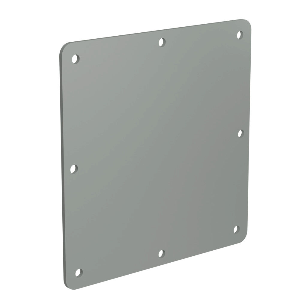1487DH - Hammond 1487 series pull-through wireway fitting, cover plate, 6 x 6in, carbon steel, ANSI 61 gray, powder coat finish, NEMA 12. For use with 1487 series wireway.