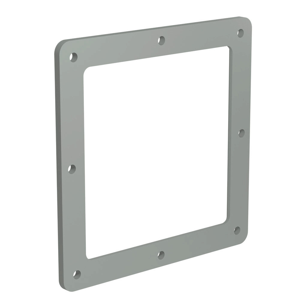 1487DK - Hammond 1487 series pull-through wireway fitting, box connector, 6 x 6in, carbon steel, ANSI 61 gray, powder coat finish, NEMA 12. For use with 1487 series wireway.