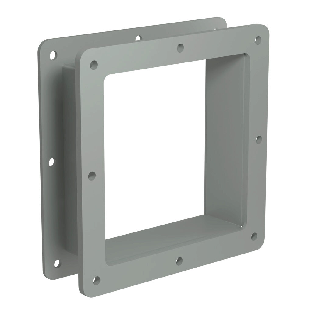 1487DM2 - Hammond 1487 series pull-through wireway fitting, nipple, 6 x 6 x 2in, carbon steel, ANSI 61 gray, powder coat finish, NEMA 12. For use with 1487 series wireway.