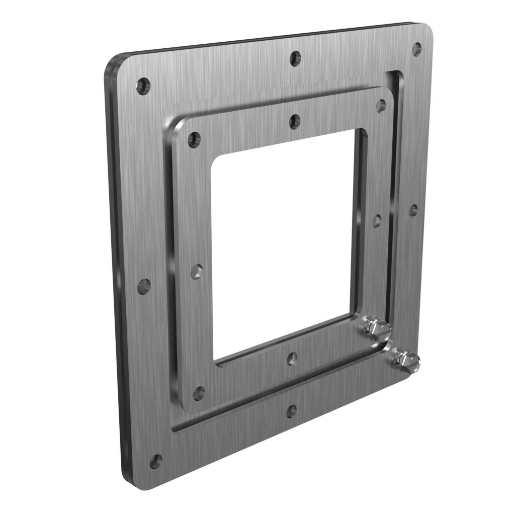 1487DRCSS - Hammond pull-through wireway fitting, reducer, 6 x 6in to 4 x 4in, center-aligned opening, 304 stainless steel, #4 brush finish, NEMA 4/4X/12. For use with 1487SS series wireway.