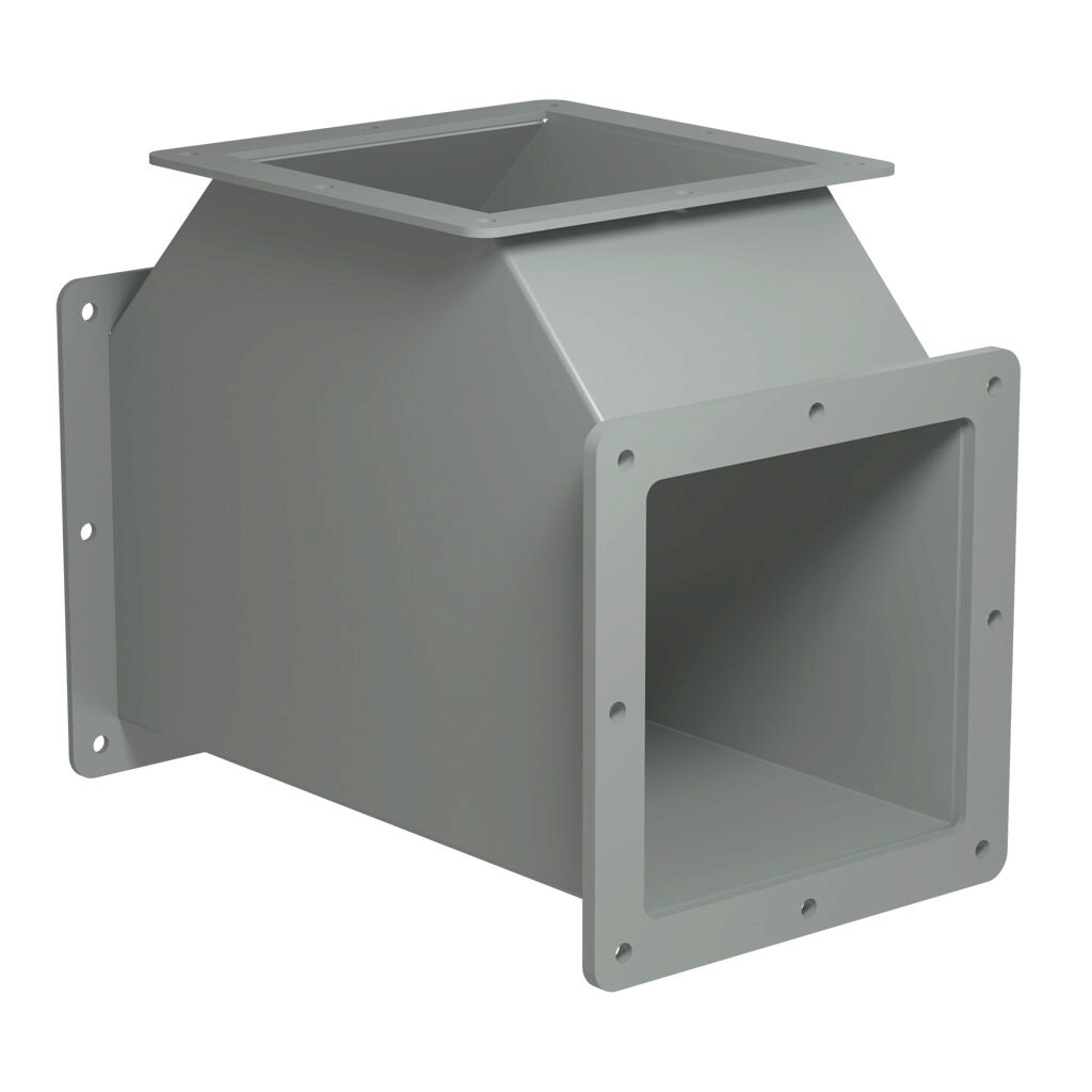 1487DT - Hammond 1487 series pull-through wireway fitting, tee, 6 x 6in, carbon steel, ANSI 61 gray, powder coat finish, NEMA 12. For use with 1487 series wireway.