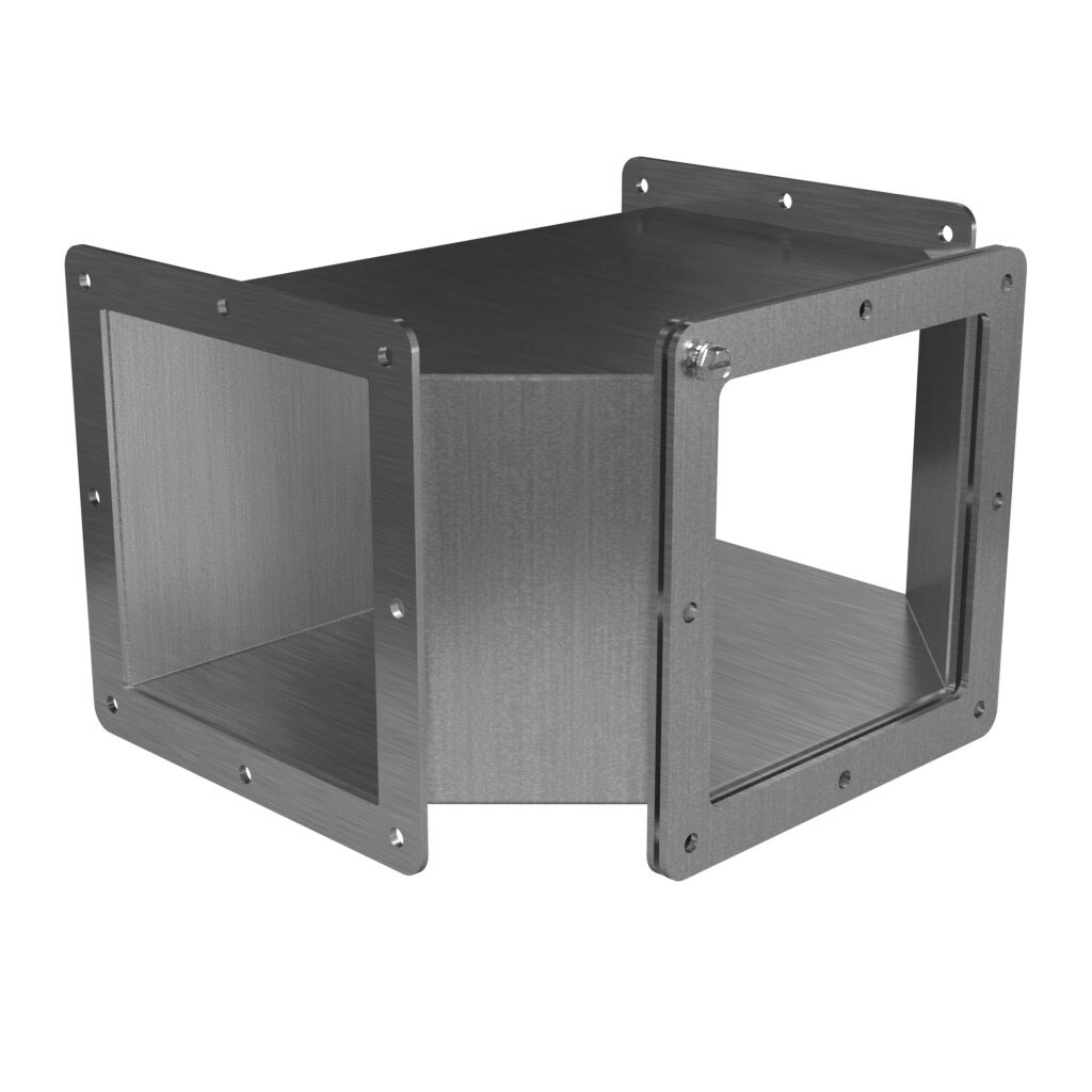 1487DTSS - Hammond pull-through wireway fitting, tee, 6 x 6in, 304 stainless steel, #4 brush finish, NEMA 4/4X/12. For use with 1487SS series wireway.