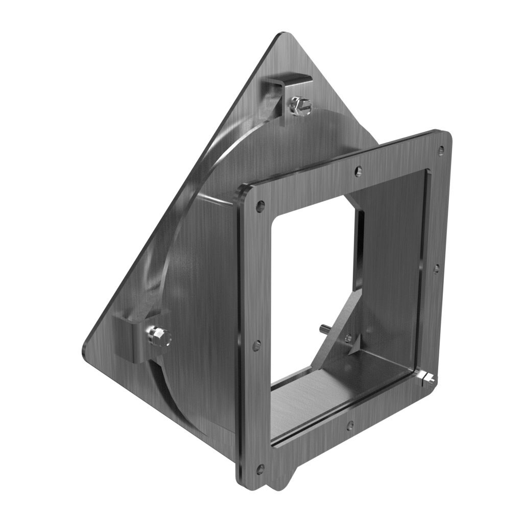 1487DV2SS - Hammond pull-through wireway fitting, standard swivel nipple, 6 x 6 x 2.25in, 304 stainless steel, #4 brush finish, NEMA 4/4X/12. For use with 1487SS series wireway.