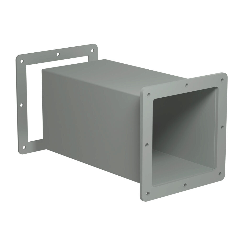 1487DW - Hammond 1487 series pull-through wireway fitting, cut-off fitting, 6 x 6in, carbon steel, ANSI 61 gray, powder coat finish, NEMA 12. For use with 1487 series wireway.