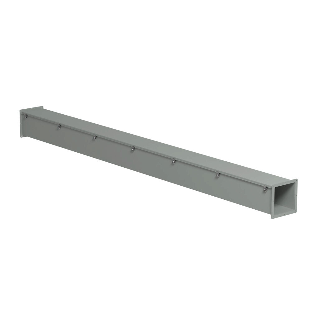 1487E120 - Hammond 1487 series pull-through wireway, 8 x 8 x 120in, carbon steel, ANSI 61 gray, powder coat finish, hinged cover, screw clamps, NEMA 12.