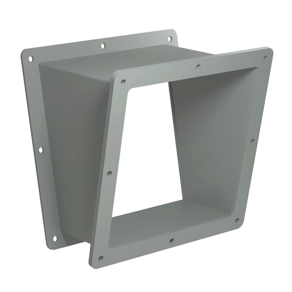 1487E2P - Hammond 1487 series pull-through wireway fitting, 22.5-degree elbow, 8 x 8in, carbon steel, ANSI 61 gray, powder coat finish, NEMA 12. For use with 1487 series wireway.