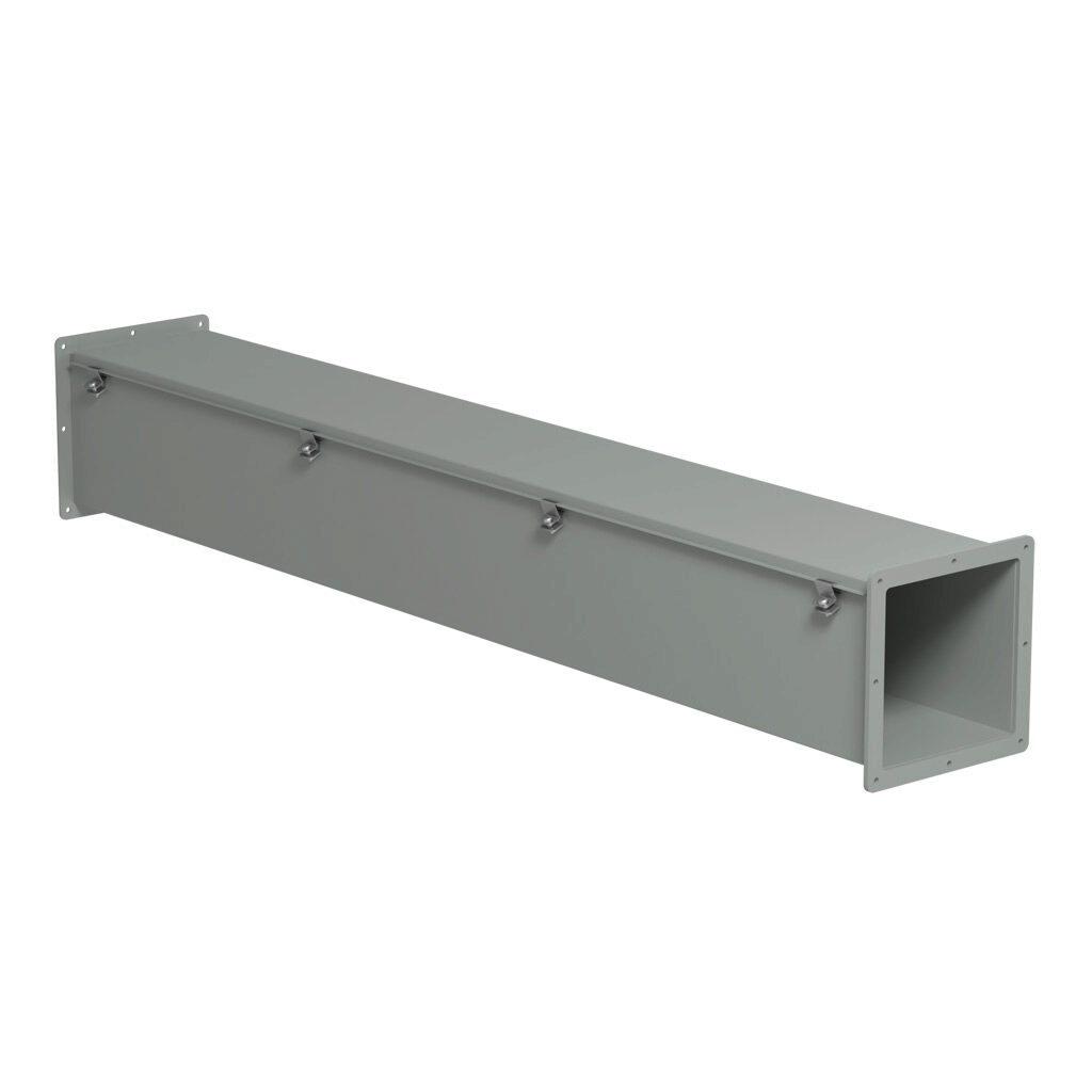 1487E60 - Hammond 1487 series pull-through wireway, 8 x 8 x 60in, carbon steel, ANSI 61 gray, powder coat finish, hinged cover, screw clamps, NEMA 12.