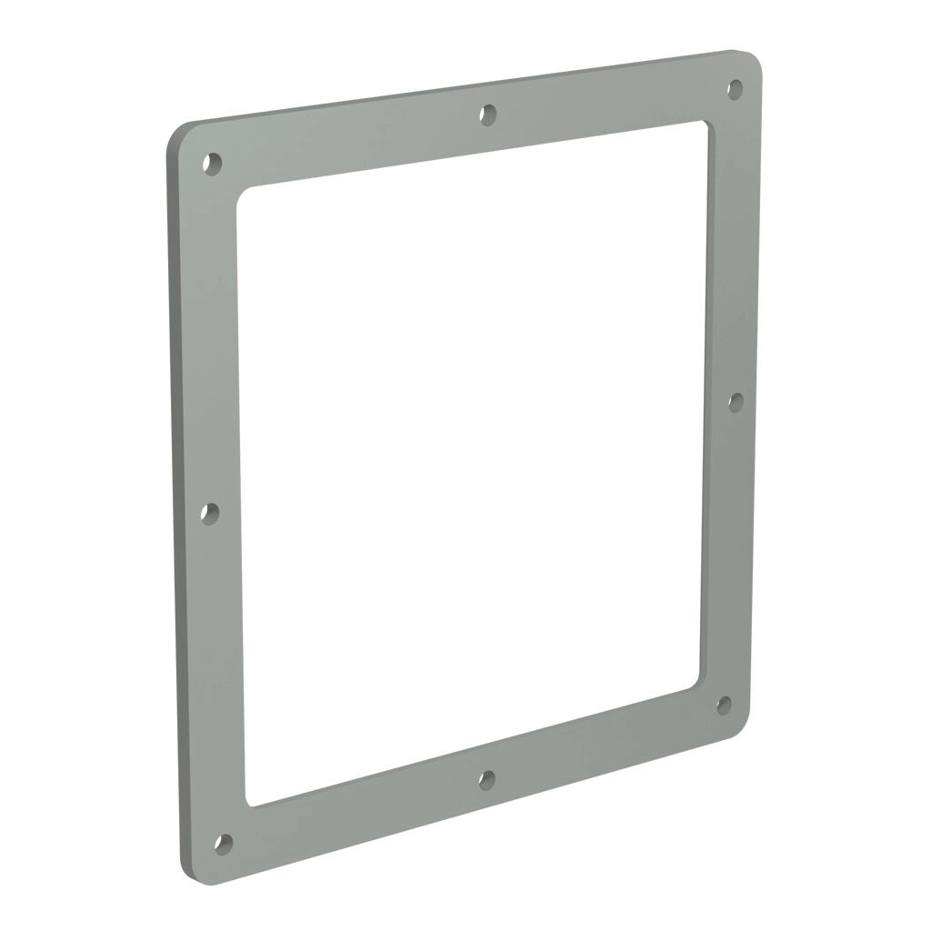 1487EK - Hammond 1487 series pull-through wireway fitting, box connector, 8 x 8in, carbon steel, ANSI 61 gray, powder coat finish, NEMA 12. For use with 1487 series wireway.