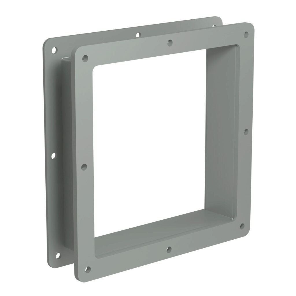 1487EM2 - Hammond 1487 series pull-through wireway fitting, nipple, 8 x 8 x 2in, carbon steel, ANSI 61 gray, powder coat finish, NEMA 12. For use with 1487 series wireway.