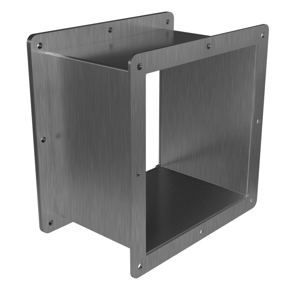 1487EM6SS - Hammond pull-through wireway fitting, nipple, 8 x 8 x 6in, 304 stainless steel, #4 brush finish, NEMA 4/4X/12. For use with 1487SS series wireway.