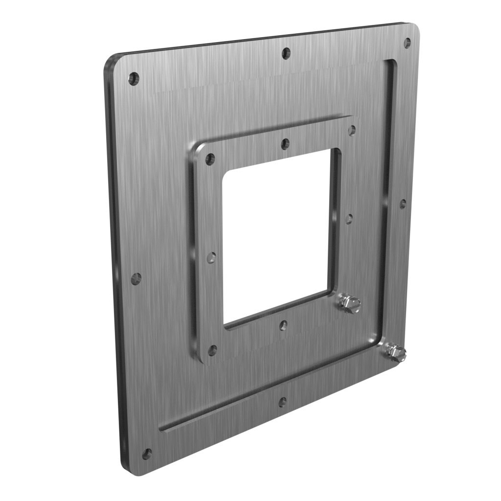 1487ERCCSS - Hammond pull-through wireway fitting, reducer, 8 x 8in to 4 x 4in, center-aligned opening, 304 stainless steel, #4 brush finish, NEMA 4/4X/12. For use with 1487SS series wireway.