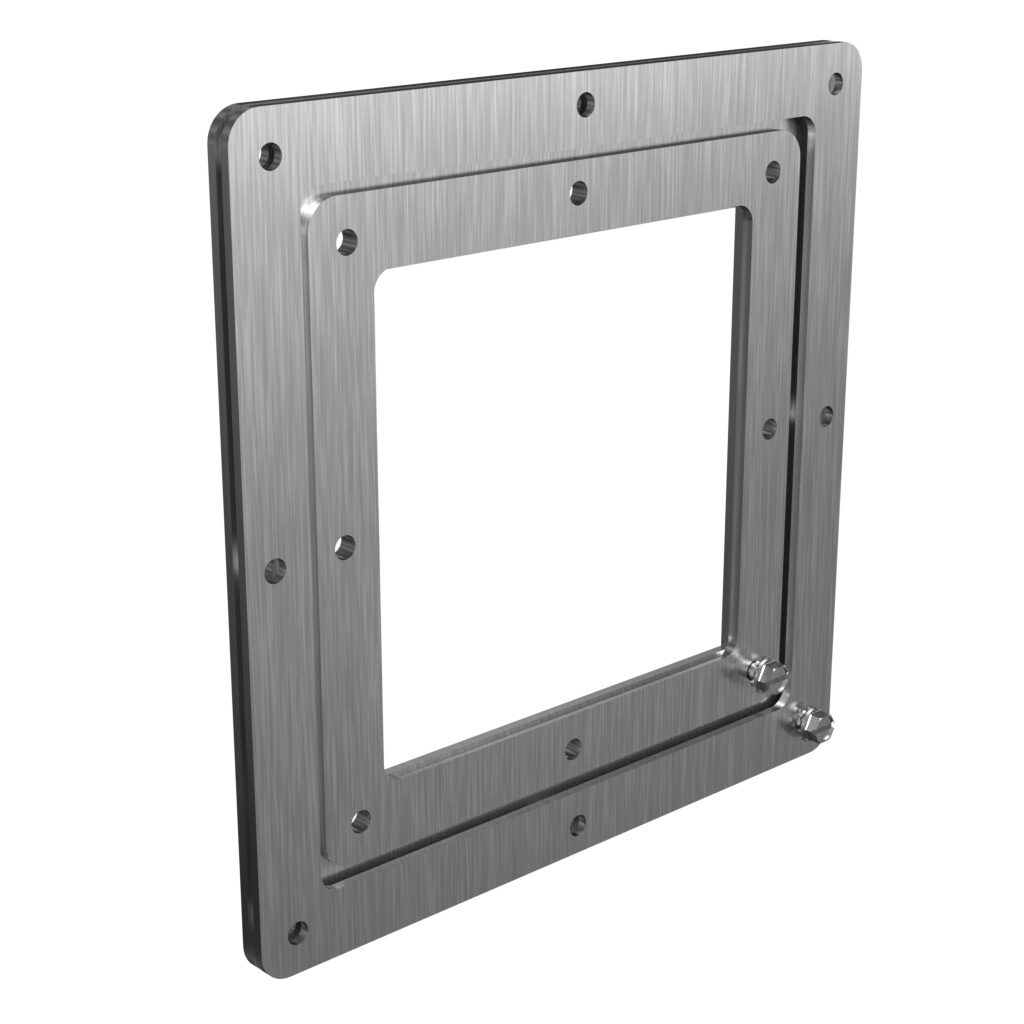 1487ERCDSS - Hammond pull-through wireway fitting, reducer, 8 x 8in to 6 x 6in, center-aligned opening, 304 stainless steel, #4 brush finish, NEMA 4/4X/12. For use with 1487SS series wireway.