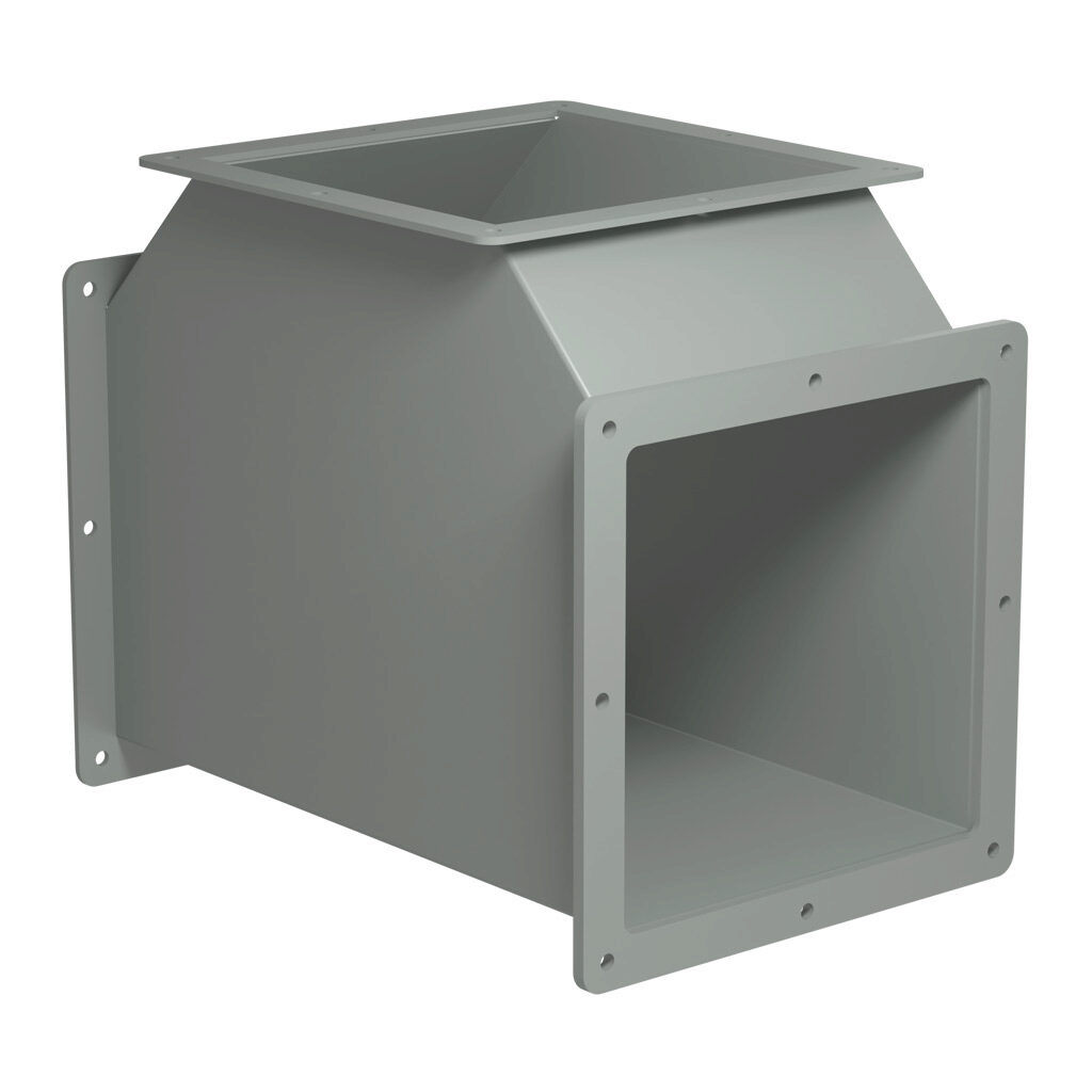 1487ET - Hammond 1487 series pull-through wireway fitting, tee, 8 x 8in, carbon steel, ANSI 61 gray, powder coat finish, NEMA 12. For use with 1487 series wireway.