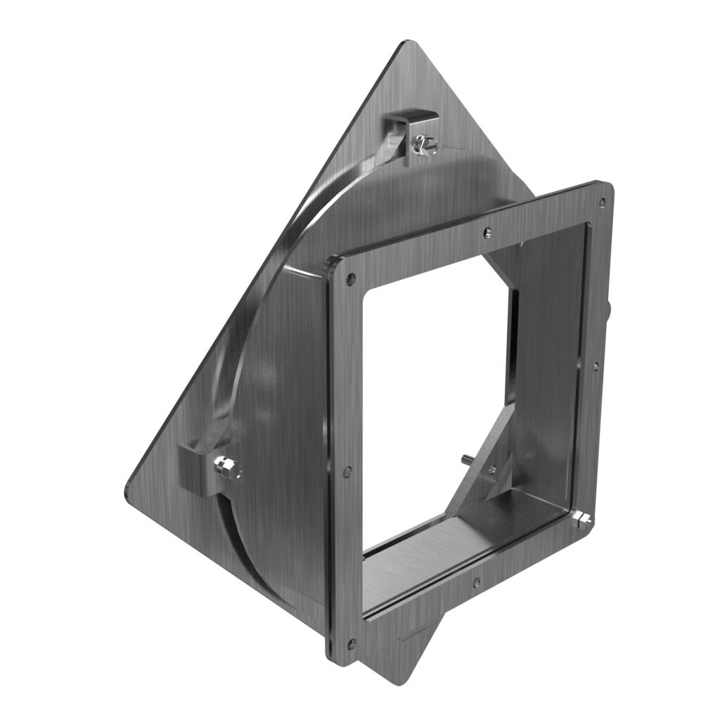 1487EV2SS - Hammond pull-through wireway fitting, standard swivel nipple, 8 x 8 x 2.25in, 304 stainless steel, #4 brush finish, NEMA 4/4X/12. For use with 1487SS series wireway.