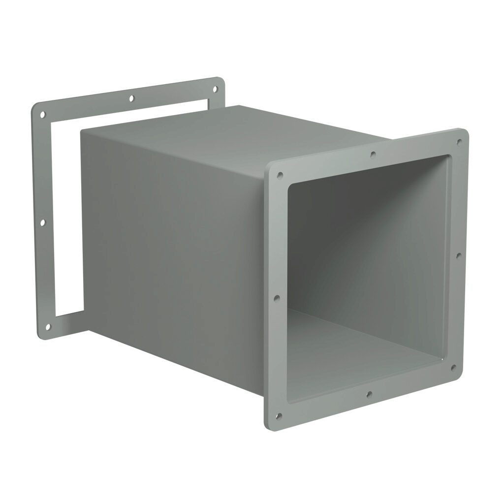 1487EW - Hammond 1487 series pull-through wireway fitting, cut-off fitting, 8 x 8in, carbon steel, ANSI 61 gray, powder coat finish, NEMA 12. For use with 1487 series wireway.
