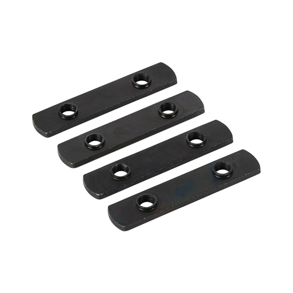 148802 - FATH double economy T-nut, black, M8-1.25, zinc plated steel, slot size 8. Package of 4. For use with all 40mm and 80mm profile T-slotted rails. Manufacturer part number: 096E40M8S04.