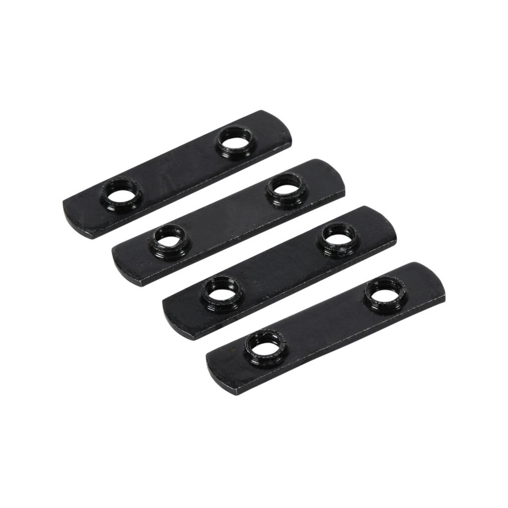 148804 - FATH double economy T-nut, black, 1/4-20 UNC, zinc plated steel, slot size 6. Package of 4. For use with all 1in and 2in profile T-slotted rails. Manufacturer part number: 096E10U1/4-20S01.