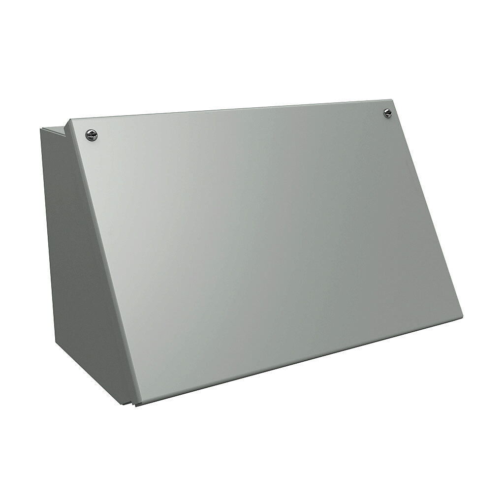 1488EH7 - Hammond operator consolet, NEMA 12/13, 7 x 12 x 7in (HxWxD), desktop or pedestal mount, carbon steel, ANSI 61 gray, powder coat finish, screw cover.