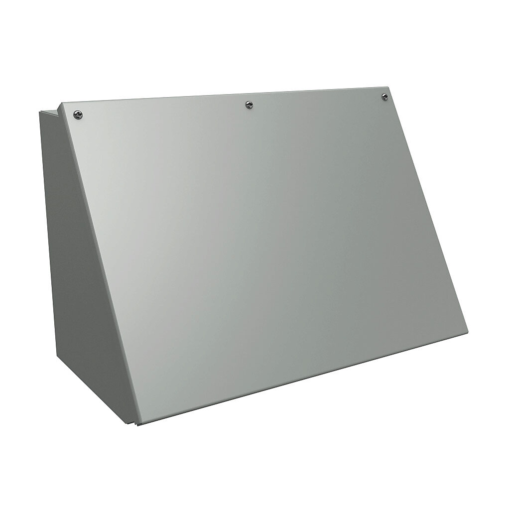 1488HJ9 - Hammond operator consolet, NEMA 12/13, 11 x 16 x 9in (HxWxD), desktop or pedestal mount, carbon steel, ANSI 61 gray, powder coat finish, screw cover.