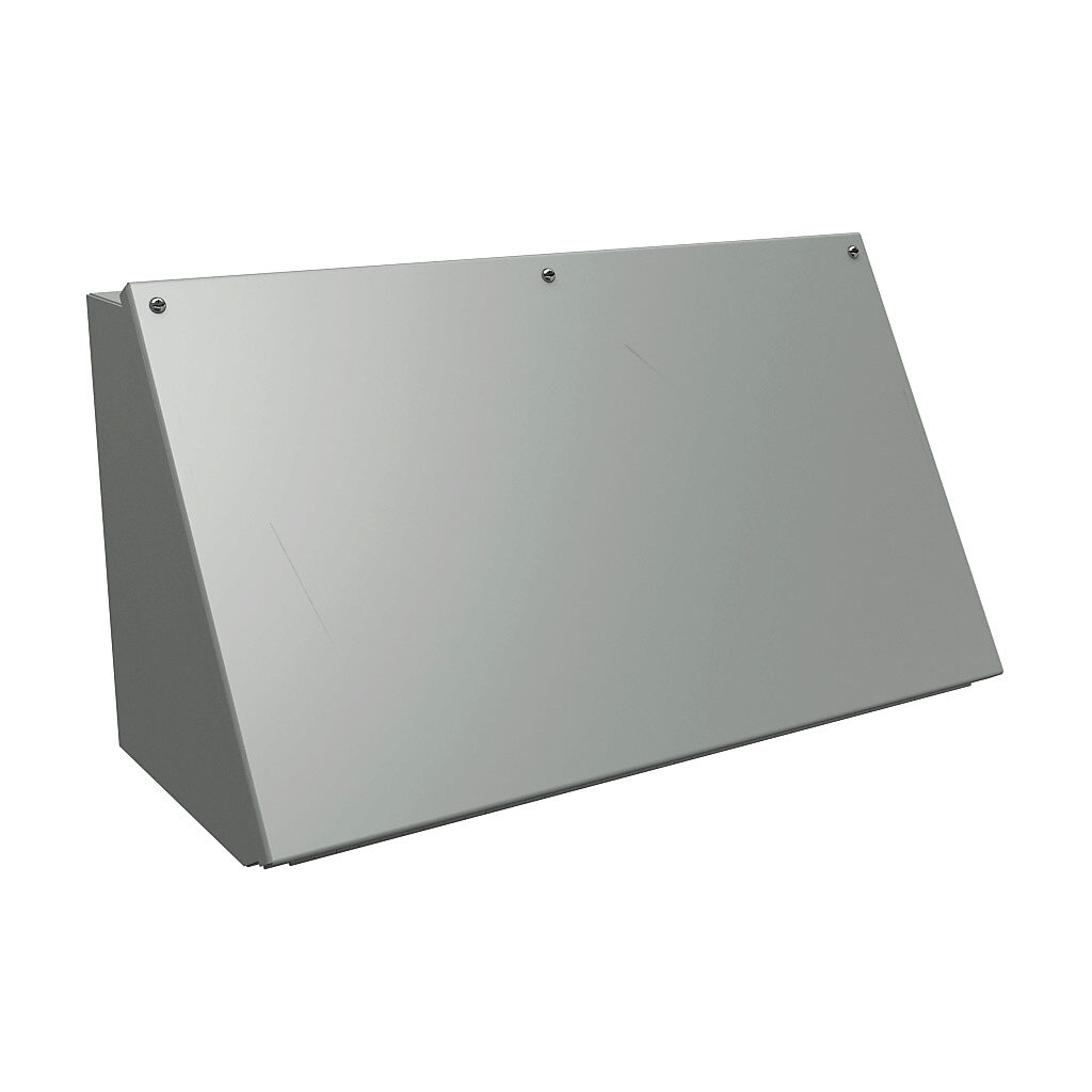 1488HL9 - Hammond operator consolet, NEMA 12/13, 11 x 20 x 9in (HxWxD), desktop or pedestal mount, carbon steel, ANSI 61 gray, powder coat finish, screw cover.