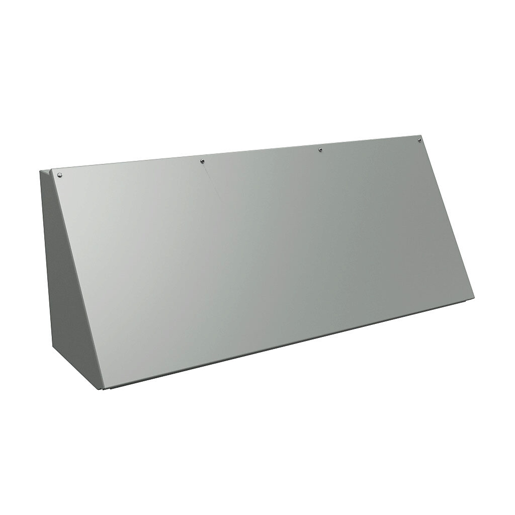 1488JS11 - Hammond operator consolet, NEMA 12/13, 14 x 36 x 11in (HxWxD), desktop or pedestal mount, carbon steel, ANSI 61 gray, powder coat finish, screw cover.