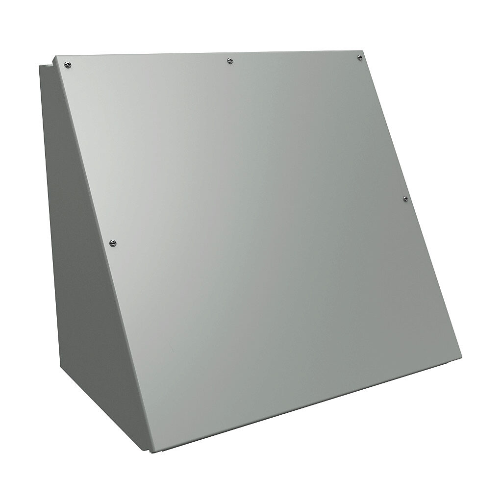 1488LL13 - Hammond operator consolet, NEMA 12/13, 18 x 20 x 13in (HxWxD), desktop or pedestal mount, carbon steel, ANSI 61 gray, powder coat finish, screw cover.