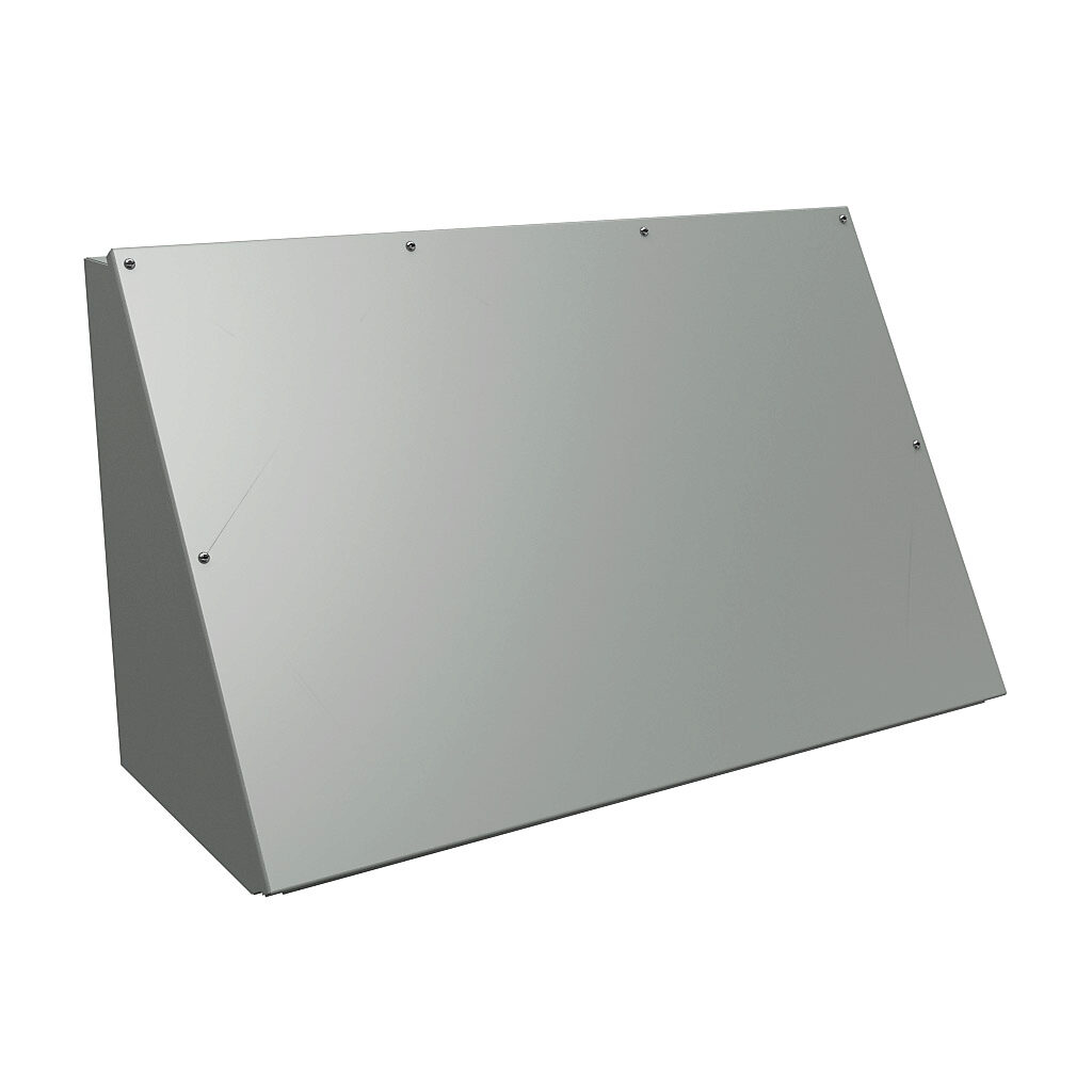 1488LQ13 - Hammond operator consolet, NEMA 12/13, 18 x 30 x 13in (HxWxD), desktop or pedestal mount, carbon steel, ANSI 61 gray, powder coat finish, screw cover.
