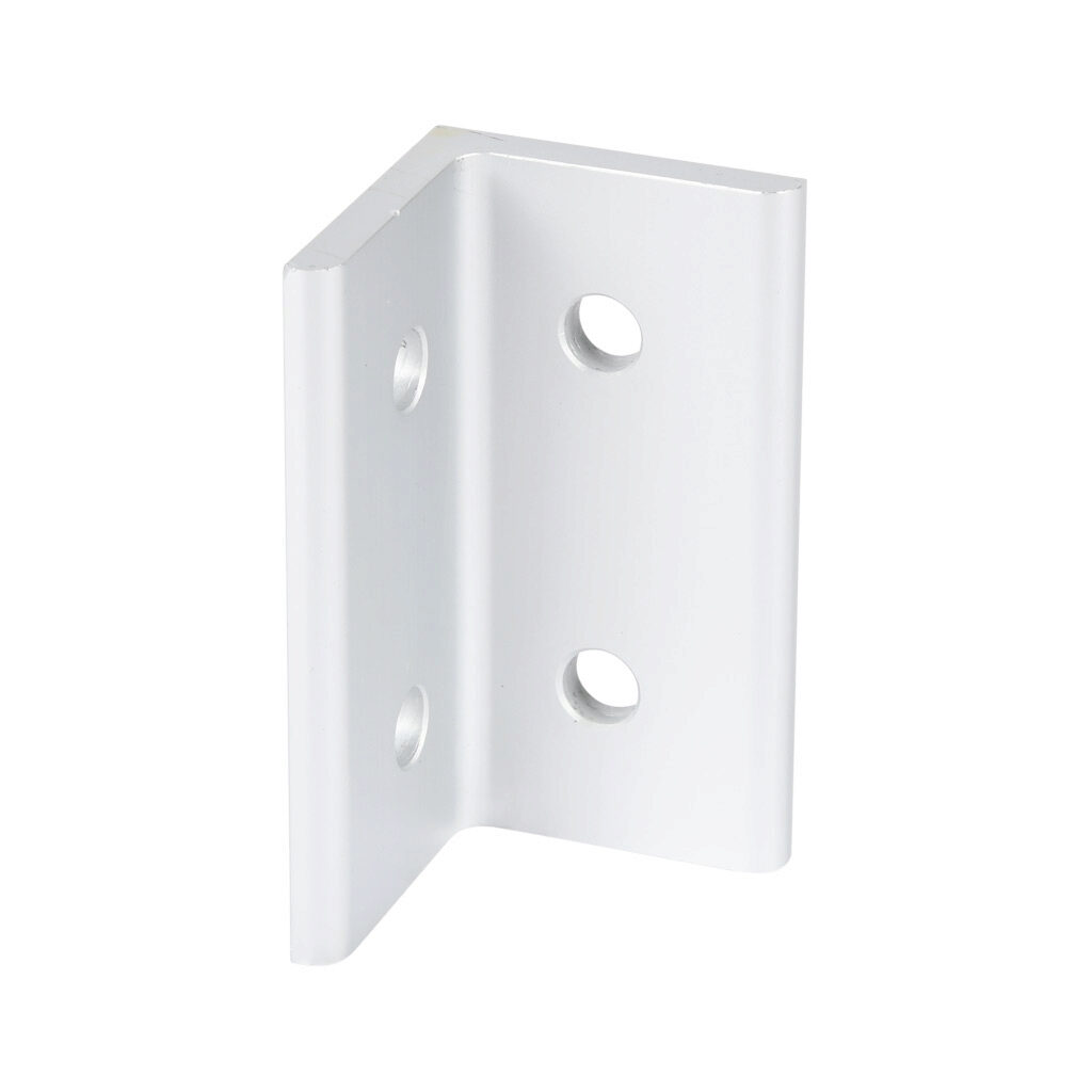 148902 - FATH wide inside corner bracket, silver, 90-degree, 4 holes, anodized aluminum, slot size 10. For use with all 45mm and 90mm profile T-slotted rails. Manufacturer part number: 093WD9045.