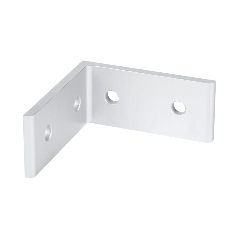 148904 - FATH tall inside corner bracket, silver, 90-degree, 4 holes, anodized aluminum, slot size 10. For use with all 45mm and 90mm profile T-slotted rails. Manufacturer part number: 093WD4590.