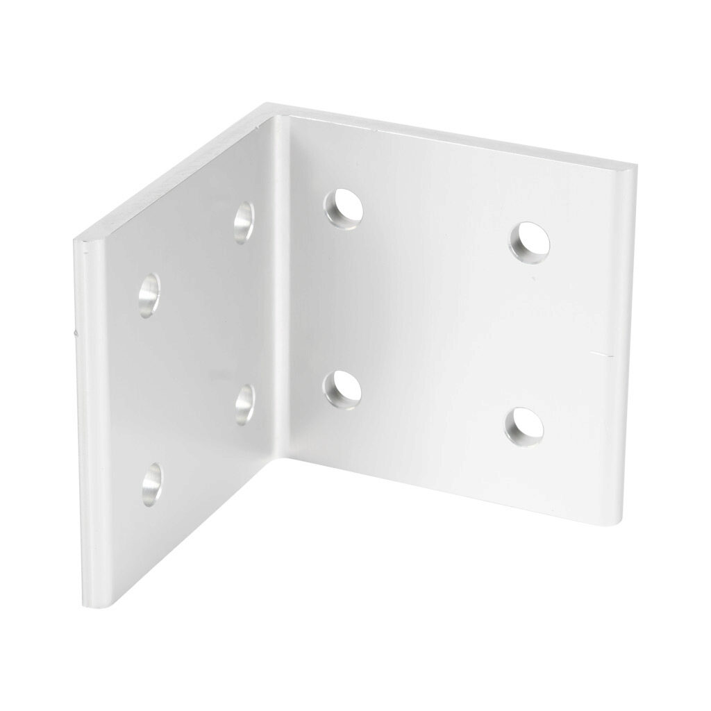 148907 - FATH inside corner bracket, silver, 90-degree, 8 holes, anodized aluminum, slot size 10. For use with all 45mm and 90mm profile T-slotted rails. Manufacturer part number: 093WD9090.