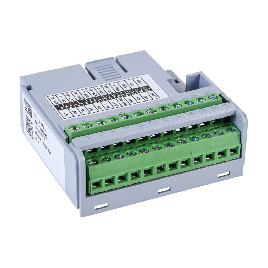 14968050 - WEG Electric CFW500 series relay/analog combo module, Analog Input: 1-channel, current/voltage, Analog Output: 1-channel, current/voltage, Discrete Input: 5-point, sinking/sourcing, Discrete Output: 5-point, relay, (3) Form A (SPST) rel...