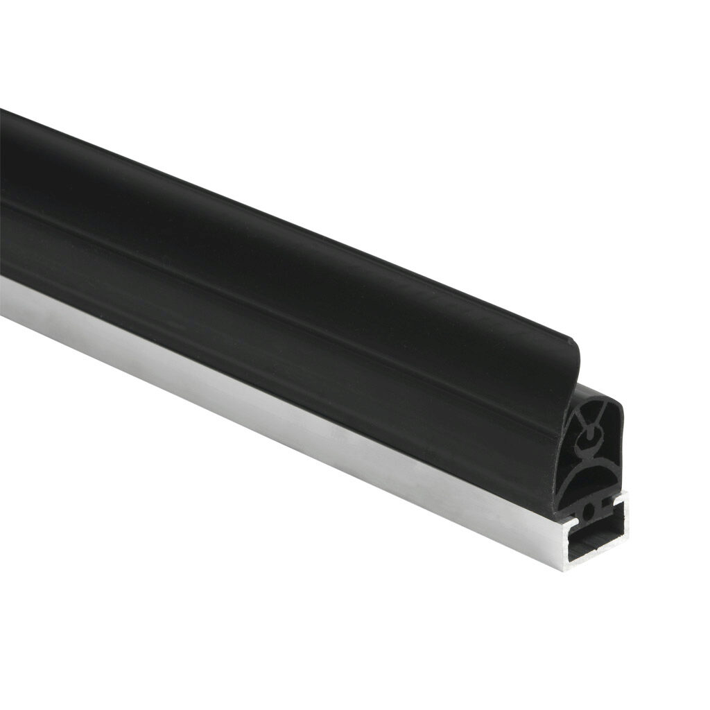 1502-6221 - ASO Safety Solutions safety contact edge, 25 x 30mm, 5ft length. Single sided sealing lip and aluminum mounting rail included. Purchase required end caps separately.