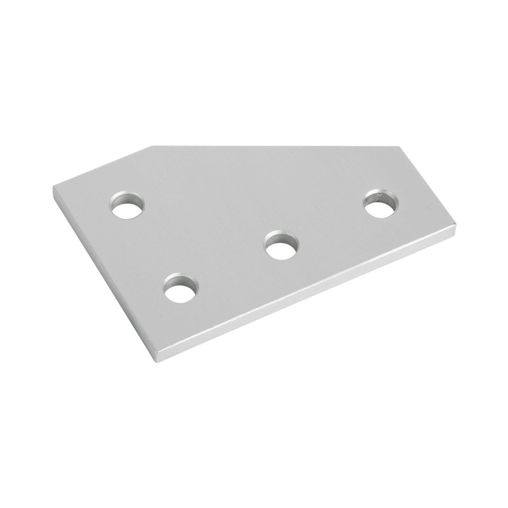 151050 - FATH flat plate, silver, 4 holes, anodized aluminum, slot size 6. For use with all 1in and 2in profile T-slotted rails. Manufacturer part number: 093EVL5176.