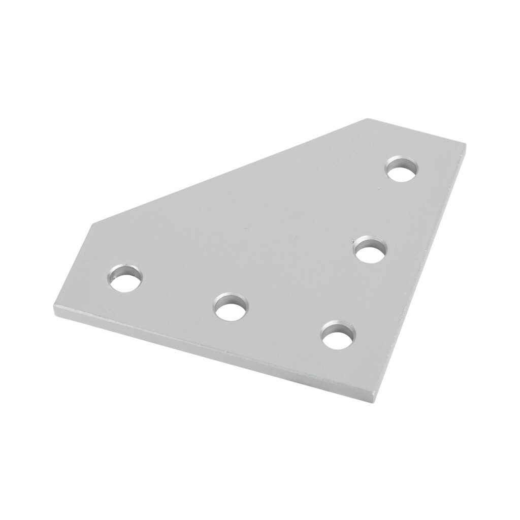 151051-10 - FATH flat plate, silver, 5 holes, anodized aluminum, slot size 6. Package of 10. For use with all 1in and 2in profile T-slotted rails. Manufacturer part number: 093EVL7676.