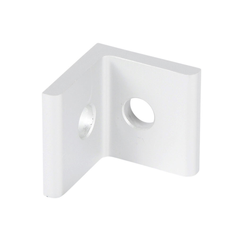 151058 - FATH inside corner bracket, silver, 90-degree, 2 holes, anodized aluminum, slot size 6. For use with all 1in and 2in profile T-slotted rails. Manufacturer part number: 093EWD25P01.
