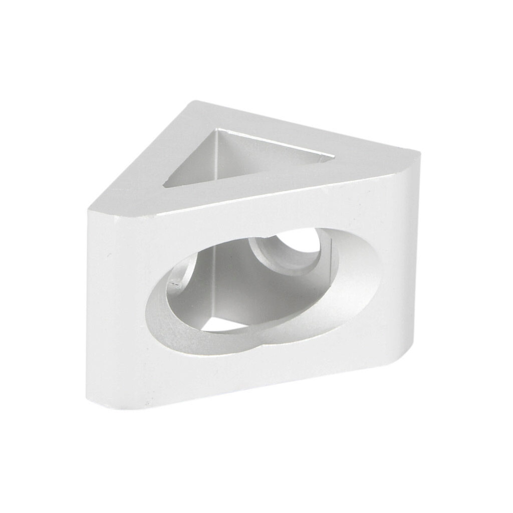 151063-10 - FATH gusseted inside corner bracket, silver, 90-degree, 2 holes, anodized aluminum, slot size 6. Package of 10. For use with all 1in and 2in profile T-slotted rails. Manufacturer part number: 093W8104N06.