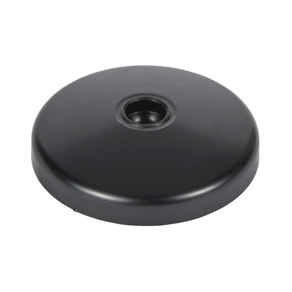 151072 - FATH swivel base with anti-slip plate, black, 80mm, die-cast zinc, ball joint size 15. For use with all rails. Requires ball joint size 15 swivel foot threaded rod. Manufacturer part number: 098D080ZSG.