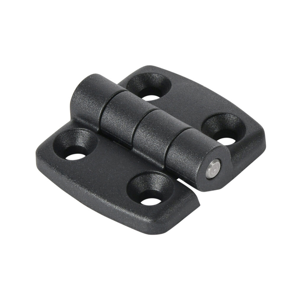 151078 - FATH non-detachable combination hinge, black, fiberglass reinforced plastic, slot size 6. For use with all 1in and 2in profile T-slotted rails. Manufacturer part number: 095K2525F06.