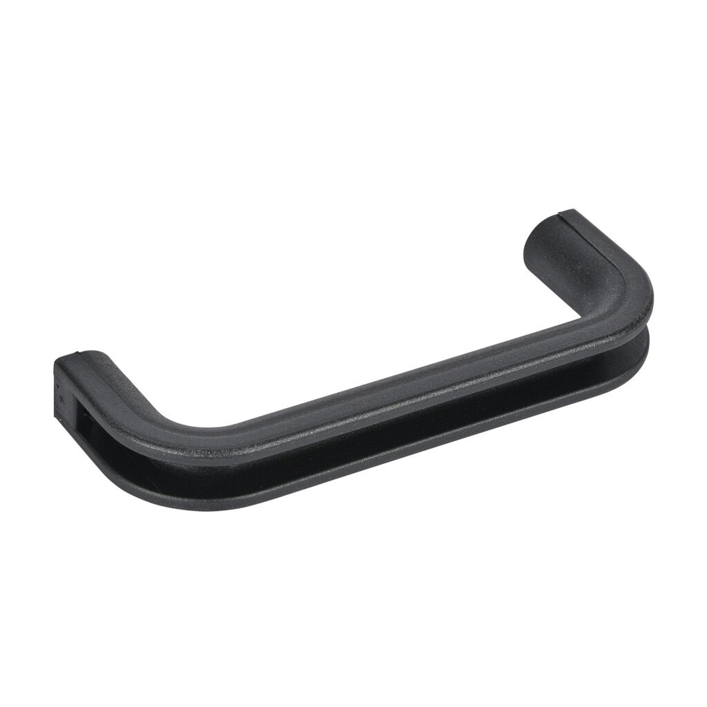 151083 - FATH bridge handle, black, 120mm, fiberglass reinforced plastic, slot size 6. For use with all 1in and 2in profile T-slotted rails. Manufacturer part number: 092012.