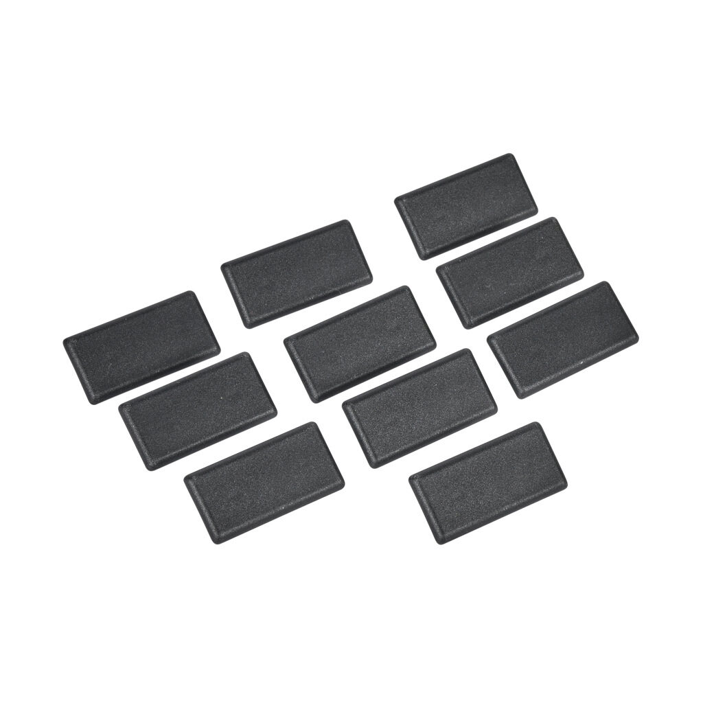 151093 - FATH end cap, black, glass-filled nylon, slot size 6. Package of 10. For use with 1 x 2in profile T-slotted rails. Manufacturer part number: 091233.