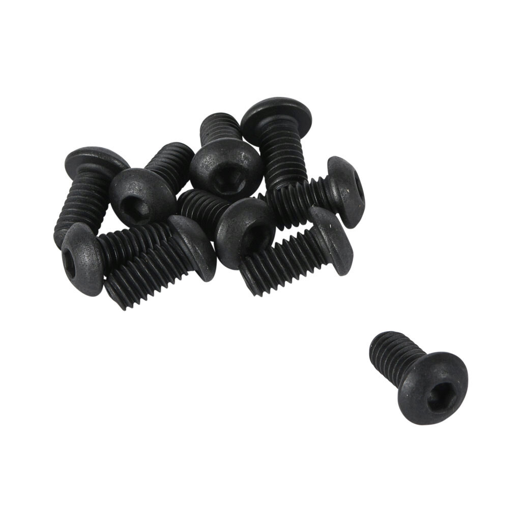 151100 - FATH button head socket cap screw, black, 5/16-18 UNC x 5/8in, zinc plated steel, slot size 8/10. Package of 10. For use with all 1.5in, 3in, 30mm, 40mm, 45mm, 60mm, 80mm and 90mm profile T-slotted rails. Manufacturer part number: 4ISO738...