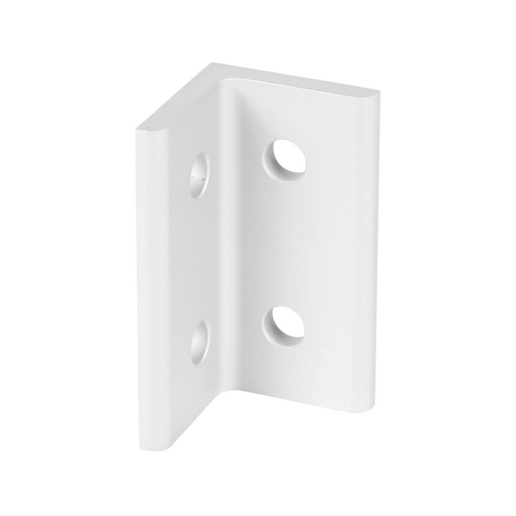 151127-10 - FATH wide inside corner bracket, silver, 4 holes, anodized aluminum, slot size 8. Package of 10. For use with all 1.5in and 3in profile T-slotted rails. Manufacturer part number: 093WD7638.