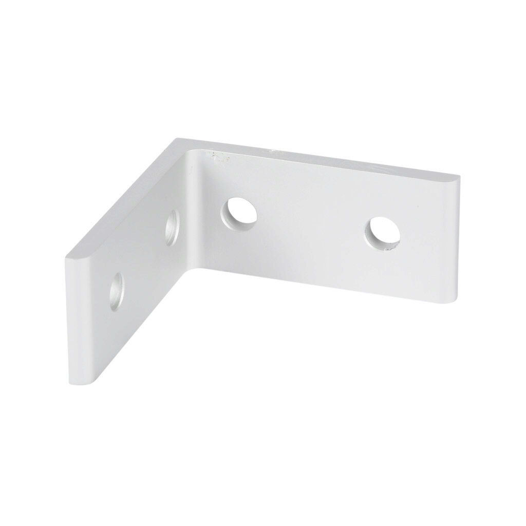 151128 - FATH tall inside corner bracket, silver, 90-degree, 4 holes, anodized aluminum, slot size 8. For use with all 1.5in and 3in profile T-slotted rails. Manufacturer part number: 093WD3876.