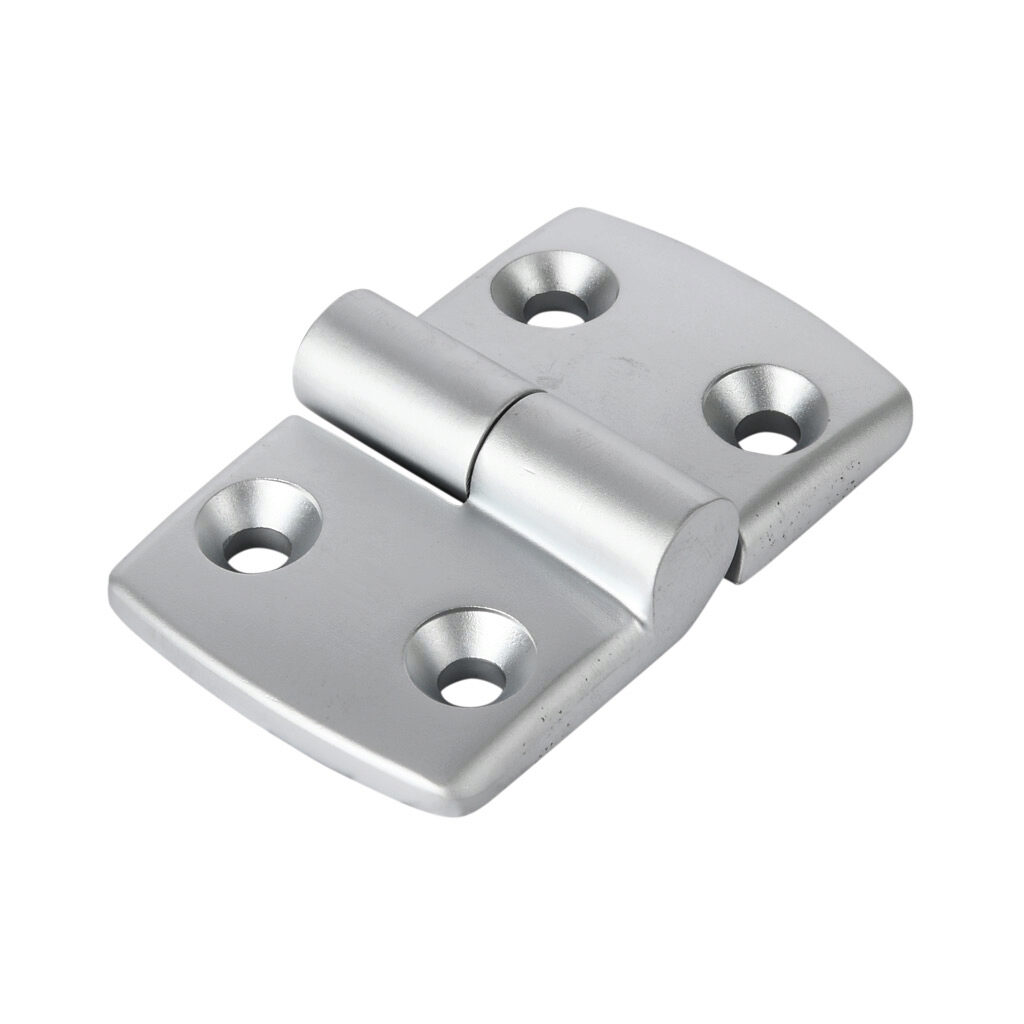 151143 - FATH left-hand detachable combination hinge, silver, die-cast aluminum, slot size 8. For use with all 1.5in, 3in, 40mm and 80mm profile T-slotted rails. Manufacturer part number: 095A4040LS20.